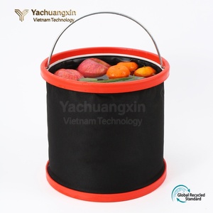 Cubo de Almacenamiento Plegable de Tela Oxford, Negro y Rojo, Portátil para Acampar al Aire Libre, para Todas las Estaciones, 1 Pieza - Product Image 4