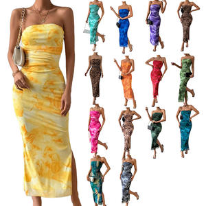 Vestido casual floral sin tirantes estampado de malla, nueva ropa de mujer en el verano de 2025, versión delgada natural - Product Image 1