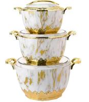 Juego de Recipientes Térmicos Jumbo Chapados en Oro de 3L, 5L y 7L, Olla de Acero Inoxidable, Cazuela, Servidor de Buffet, Bandeja de Lujo para Fiestas en Casa