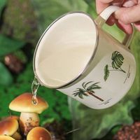 Logo personnalisé en gros réutilisable jante roulée métal acier étain jante sublimation blanc 350ml café thé tasse émail Camping tasse poignée