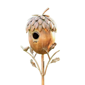 Casa de pájaros de cobre de tendencia superior con cierre de botón a presión de patrón sólido Decoración de jardín de metal amigable con el presupuesto para portadores de mascotas - Product Image 4