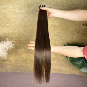 ขายส่ง # ผมตรงสีน้ำตาลเข้ม 2 สี แบบเส้นผมมนุษย์แท้ 100%  จัดเรียงเกล็ดผม  แบบต่อผม  แบบเส้นคู่ - Product Image 6