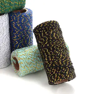 Factory Wholesale 2mm Gold Wire Cotton DIY Material Color Woven Trademark Rope Gift Wrap Cotton Rope