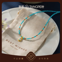 Kalung Resin Paduan Tembaga Wanita TANGPEI, Biru Persia Dream Vintage, Rantai Klavikula Berhias Manik-Manik Tetesan Air, Perhiasan Kostum Trendi