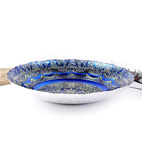 Plateau à fruits en verre bleu et or à motifs floraux ornés de 40 cm, fait main, pour table de salon, bol en verre décoratif, vente en gros