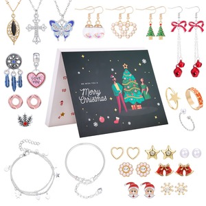2025 nuevas mujeres DIY moda 24 calendario cuenta regresiva pulsera collar pendientes anillo aleación sorpresa caja de regalo para Navidad Adviento - Product Image 3