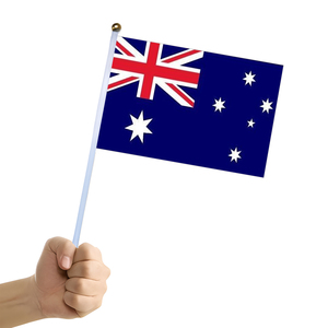 Drapeau de Australie miniature professionnel 14x21cm pour agiter à la main, idéal pour les sports de plein air, avec mât en plastique et logo personnalisé imprimé - Product Image 4