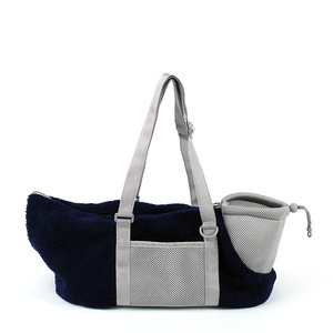 Bán buôn đáng yêu màu hồng màu đen lông cừu thoáng khí Puppy Pouch Cat Dog Pet Sling Dog tàu sân bay - Product Image 2