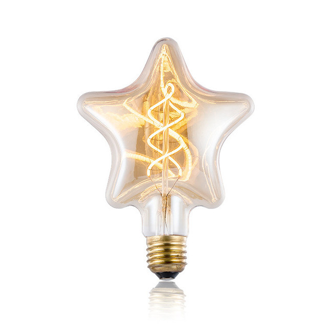 High Quality 4W Star Shape LED E27 Light Bulbs Soft Filament Edison Tungsten Bulbs for Chandelier