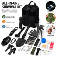 Kit d'outils de survie en plein air, équipement de sauvetage d'urgence multifonctionnel, trousse de premiers soins, lampe torche tactique, scie à fil, sifflet, noir, Chine
