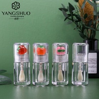 Tube de brillant à lèvres 4 ml avec grand pinceau, emballage cosmétique personnalisé en gros, fabricant de tubes vides transparents pour brillant à lèvres aux fruits