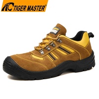 Zapatos de Trabajo Tiger Master de Gamuza Marrón con Puntera de Acero, Placa Intermedia de Acero, Antiaplastamiento, Antipinchazos, Resistentes al Aceite y Antideslizantes para Hombre, Corte Bajo