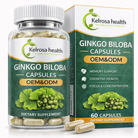 Cápsulas de Ginkgo Biloba Orgánico, Hierba Energética Natural, Suplemento para la Salud, para Adultos, Mejora la Memoria