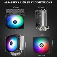 Enfriador de aire Super Silent Thermalright Assassin X 120R SE V2 para Pc 1 Torre 120mm Argb 1550RPM Ventilador 4 Tubos de calor