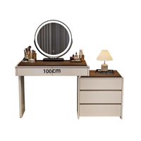 JIAMEIJIA Table de toilette moderne en bois en gros - Coiffeuse élégante avec miroir éclairé réglable pour chambre et hôtel, panneau MDF