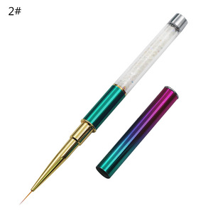 Pinceau ultra-fin pour nail art 7mm 9mm 11mm, stylo plat en nylon pour dessin, manche en strass, outil de manucure pour salon, peinture au gel - Product Image 5