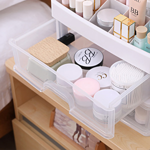 Organizador de cosméticos transparente con tapa, caja de almacenamiento apilable para maquillaje, productos para el cuidado de la piel, organizadores de maquillaje para tocador - Product Image 1