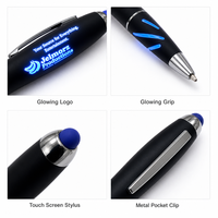 Stylos à bille LED promotionnels personnalisés avec logo, 2-en-1, écran tactile, pour une prise en main lumineuse, cadeau d'affaires, vente en gros