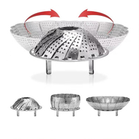 Panier vapeur pliable pour légumes de cuisine, panier vapeur en métal, acier inoxydable, extensible