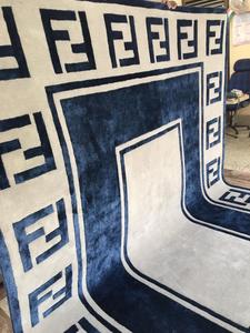 Alfombra de Lana Hecha a Mano, Estilo Nórdico, de Pelo Largo, Antideslizante, Azul y Blanca, Geométrica, para Sala de Estar o Dormitorio - Product Image 5