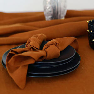 Ensemble <span class=keywords><strong>de</strong></span> serviettes et nappes en lin 100% lin, toile <span class=keywords><strong>de</strong></span> terre colorée écologique, ornge, mariage en vrac - Product Image 1