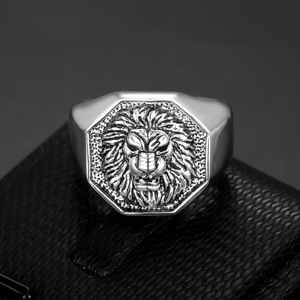 Anillos de Acero Inoxidable Chapados en Plata/Oro de Estilo Vintage con Diseño de León de 18 mm de Tamaño Grande de OAHLAN, Joyería de Moda para Hombre, Regalo - Product Image 3