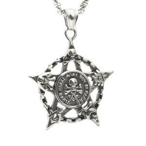 Collier pendentif tête de mort en acier inoxydable, bijoux à thème, cadeau pour hommes et femmes, Design à la mode - Product Image 1