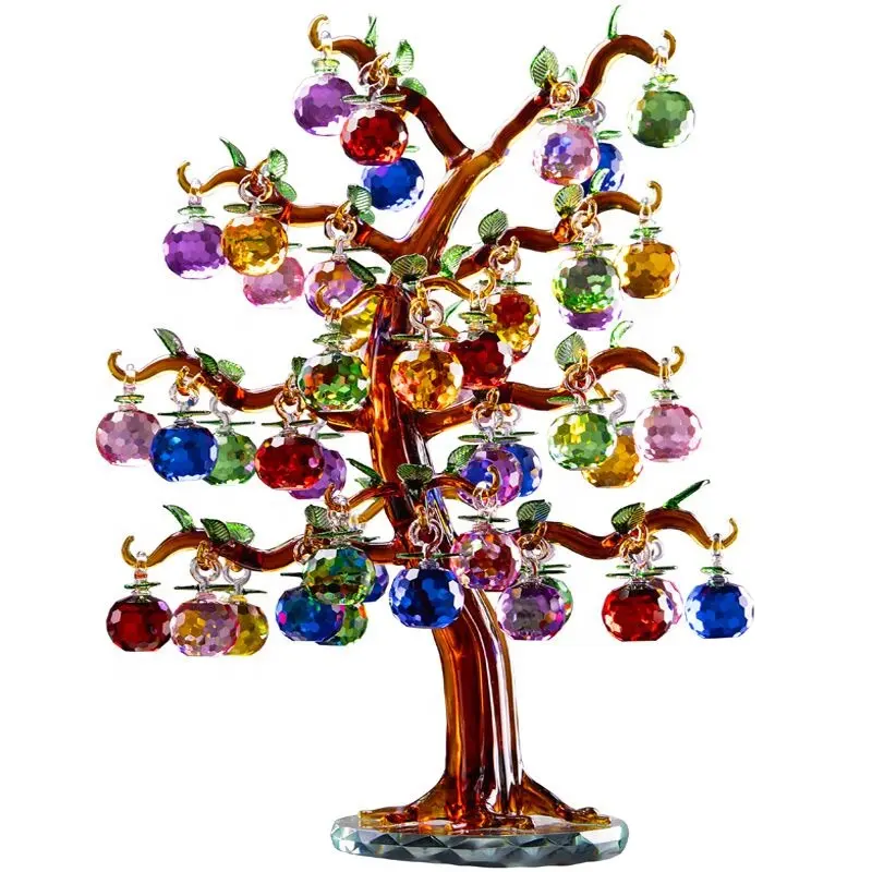 Wholesale Pujiang Factory handmade Crystal glass Apple Tree for Christmas gifts