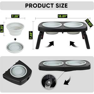 Soporte Elevado para Platos de Perro, 3 Alturas Ajustables, Plegable, Platos de Silicona Antideslizantes para Perros Pequeños - Product Image 1