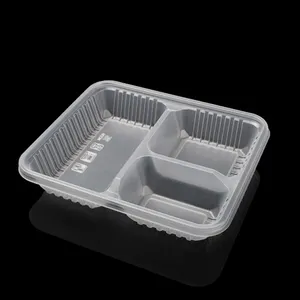 Mikrodalga plastik Pp tek kullanımlık yemek hazırlık Bento gıda konteyner 3 bölmeli yemek kutusu