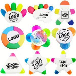 Surligneurs fluorescents personnalisés 5 couleurs, mignons, en forme de fleur, avec logo, cadeau publicitaire - Product Image 1