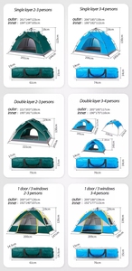Tente de Camping pour 1, 2 et 3 à 4 personnes, imperméable, à deux portes, installation facile, légère, pour l'extérieur, la randonnée, l'alpinisme - Product Image 4