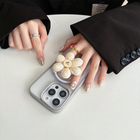 Fleur en métal bâton magnétique support pour téléphone portable style ins coréen support pour téléphone de bureau support de prise télescopique rétractable