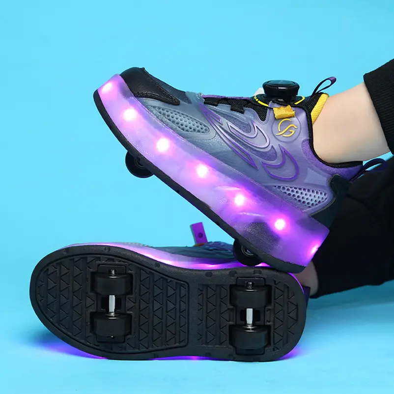 Trẻ Em LED USB Sạc Đá Con Lăn Skate Giày Với Bánh Xe Ánh Sáng Có Thể Sạc Lại Con Lăn Giày Thể Thao Cho Cô Gái Chàng Trai Trẻ Em