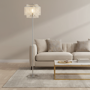 Ehomelights <strong>Gold</strong> Crystal LED Floor <strong>Lamp</strong> 64" <strong>Tall</strong> Adjustable Height Modern Design E12/E14 Touch Control Double-Layer Lampshade - Product Image 4