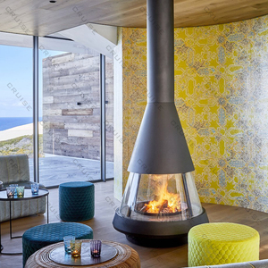 Caminetto a Gas Indipendente su Misura CRUISE con Vetro Centrale, Design <span class=keywords><strong>Moderno</strong></span> per Hotel, Riscaldamento Unico a Legna in Metallo. - Product Image 4