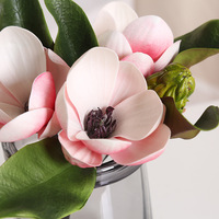 Bouquet de fleurs artificielles de magnolia nouées à la main, toucher réel, fausses fleurs de magnolia pour vase de table, décoration de mariage, arrangement floral