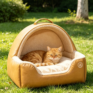 Lit pour chat en cuir PU imperméable avec cadre en bois massif personnalisé, lit pour chien luxueux en fourrure Sherpa apaisante, fabricant Chine - Product Image 2