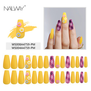 <span class=keywords><strong>Uñas</strong></span> Postizas Reutilizables, 30 Piezas, 15 Tamaños, <span class=keywords><strong>Color</strong></span> <span class=keywords><strong>Amarillo</strong></span> Mate <span class=keywords><strong>y</strong></span> Diseño a Cuadros <span class=keywords><strong>Rosa</strong></span>, <span class=keywords><strong>Uñas</strong></span> Postizas <span class=keywords><strong>de</strong></span> Ataúd Largas al por Mayor - Product Image 5
