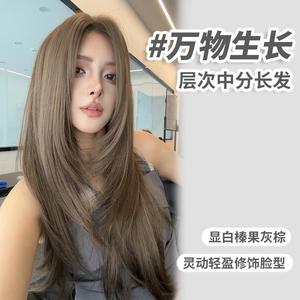 วิกผมยาวตรงสำหรับผู้หญิง รุ่น Dm415 38 สีน้ำตาลเทาเฮเซลนัท  หน้าม้าปัดข้าง  เส้นผมธรรมชาติ  ใยคาเนคาลอน  แบบเต็มศีรษะ - Product Image 5