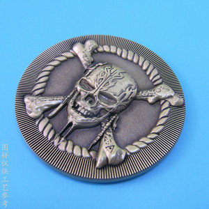 Pièce commémorative en alliage de bronze gravée en forme de crâne, médaillon de collection au design 3D - Product Image 1