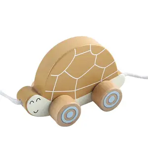 सस्ते फैक्टरी प्रत्यक्ष बिक्री पशु कछुआ धक्का और साथ खींच लकड़ी के शैक्षिक खिलौने बच्चों के लिए