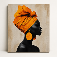 Peinture à l'huile sur toile moderne et colorée de femme noire afro-américaine, idéale pour le salon, vente en gros, livraison directe