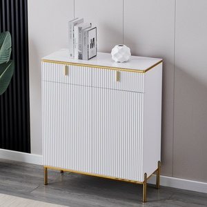 Meuble à chaussures moderne en bois blanc, meuble de salon de luxe, buffet de luxe - Product Image 6