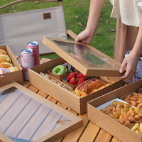Boîte alimentaire pliable jetable en kraft écologique, vente chaude 2026, logo personnalisé haut de gamme, pour camping en plein air, pique-nique