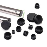 Bouchon d'extrémité de Tube rond 45x45mm bouchons d'insertion en plastique pour clôture Post tuyau couvercle Tube chaise noir