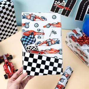 Race Car Wrapping Paper Roll 17 In X 16.4 Ft Reversible Gift Wrap For Birthday Party Decorations - Product Image 6