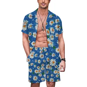 2024 Desen New Men's Hawaiian Beach Floral Set Short sleeved Sports Set Men's Casual Set