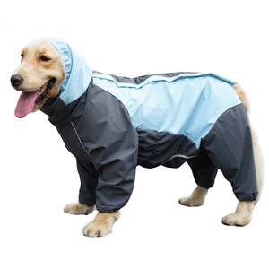 Imperméable pour chien à couverture intégrale, imperméable et à capuche, pour races moyennes et grandes, protection des quatre pattes, pour le voyage, violet et bleu ciel - Product Image 5