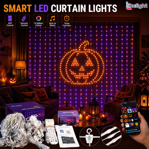 Luci a tenda LED RGB WS2811 Smart DC5V 400 LED IP54 con controllo tramite App, sincronizzazione musicale, alimentazione USB per finestra camera da letto, decorazioni natalizie e feste - Product Image 1